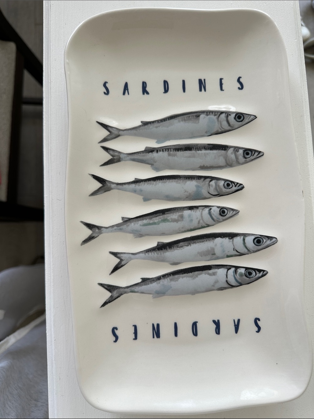 Sardines Ceramic Fish Tray - White and Gray
